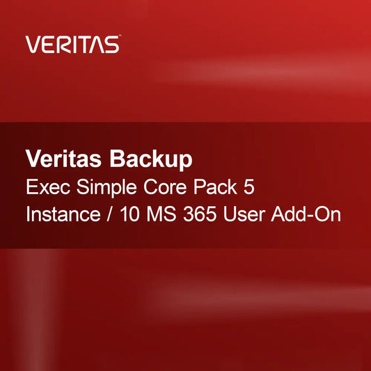 Veritas Backup Exec Simple Core Pack 5 instanssia / 10 MS 365 käyttäjän lisäosa